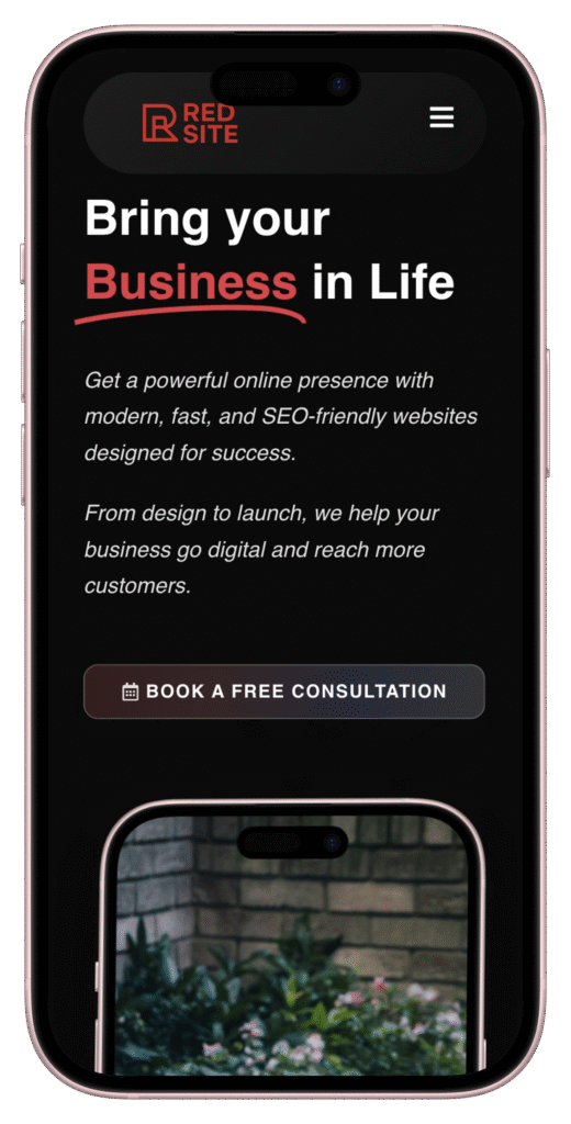 Responsive website design showcased on iPhone 15 by digital marketing agency